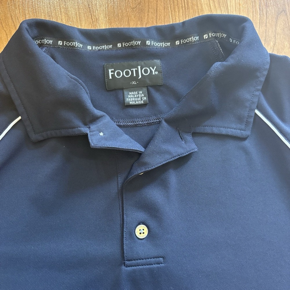Foot Joy FJ Raglan Short Sleeve Polo Shirt Men XL Navy Blue Golf - Picture 3 of 5